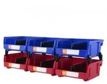 VEVOR 6er-Set Sichtlagerboxen Stapelboxen Stapelkisten Lagerk&auml;sten Blau/Rot