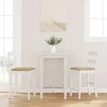 vidaXL Barhocker mit Kissen 2 Stk. Wei&szlig; Massivholz Gummibaum