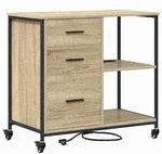 vidaXL Schrank mit Ladestation Mit Rad Sonoma-Eiche 76 x 41 x 72 cm