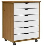 vidaXL Rollschrank mit Schubladen MOSS Honigbraun Massivholz Kiefer