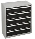 Schubladenblock 36316 110cm 5 Sch&uuml;be lichtgrau/schwarz