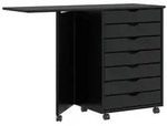 vidaXL Rollschrank mit Schreibtisch MOSS Schwarz Massivholz Kiefer