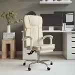 vidaXL B&uuml;rostuhl mit Liegefunktion Creme Kunstleder