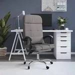 vidaXL B&uuml;rostuhl mit Massagefunktion Taupe Stoff