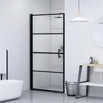 vidaXL Duscht&uuml;r 91x195 cm Halbmatt Hartglas Schwarz