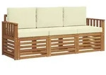 vidaXL Sofagarnituren 3 pcs Natur und Creme Massivholz Akazie