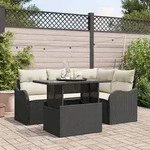 vidaXL 5-teiliges Garten-Sofa-Set mit Kissen Schwarz Poly Rattan