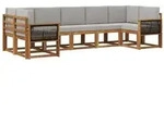 vidaXL Outdoor-Sofagarnitur mit Kissen 7 pcs Nat&uuml;rlich und Hellgrau