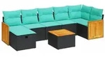 vidaXL 8-tlg. Garten-Sofagarnitur mit Kissen Schwarz Poly Rattan