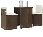 vidaXL 3-tlg. Bistro-Set mit Kissen Braun Poly Rattan