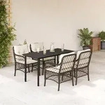vidaXL 5-tlg. Garten-Essgruppe mit Kissen Braun Poly Rattan