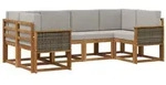 vidaXL Outdoor-Sofagarnitur mit Kissen 6 pcs Nat&uuml;rlich und Hellgrau