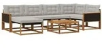 vidaXL Outdoor-Sofagarnitur mit Kissen 7 pcs Nat&uuml;rlich und Hellgrau