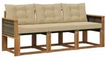 vidaXL Outdoor-Sofagarnitur mit Kissen 3 pcs Natur und Beige