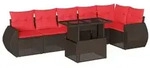 vidaXL 7-teiliges Gartensofa-Set mit Kissen, braun, Polyrattan
