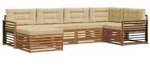 vidaXL Outdoor-Sofagarnitur mit Kissen 6 pcs Natur und Beige