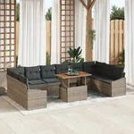 vidaXL 11-teiliges Garten-Sofa-Set mit Kissen Grau Poly-Rattan