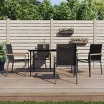 vidaXL 5-tlg. Garten-Essgruppe Schwarz Textilene und Stahl