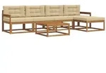 vidaXL Outdoor-Sofagarnitur mit Kissen 6 pcs Natur und Beige