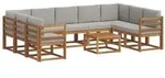 vidaXL Outdoor-Sofagarnitur mit Kissen 10 pcs Nat&uuml;rlich und Hellgrau