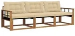 vidaXL Outdoor-Sofagarnitur mit Kissen 3 pcs Natur und Beige