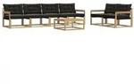 vidaXL Outdoor-Sofagarnitur 7 pcs Wei&szlig; und Schwarz 79 x 79 x 37 cm
