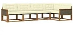 vidaXL Outdoor-Sofagarnitur mit Kissen 5 pcs Natur und Creme