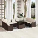 vidaXL 11-teiliges Garten Sofa Set mit Kissen braunes Poly Rattan