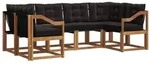 vidaXL Outdoor-Sofagarnitur mit Kissen 6 pcs Nat&uuml;rlich und Schwarz