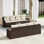 vidaXL 9-teiliges Garten Sofa Set mit Kissen Braun Poly Rattan