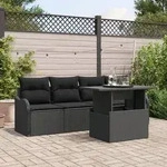 vidaXL 5-teiliges Garten Sofa Set mit Kissen Schwarz Poly Rattan