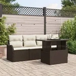 vidaXL 5-teilige Garten Sofa Set mit Kissen Braun Poly Rattan