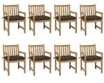 vidaXL Gartenst&uuml;hle 8 Stk. mit Taupe Kissen Massivholz Teak