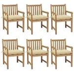 vidaXL Gartenst&uuml;hle 6 Stk. mit Cremewei&szlig;en Kissen Massivholz Teak