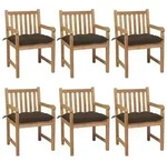 vidaXL Gartenst&uuml;hle 6 Stk. mit Taupe Kissen Massivholz Teak