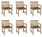 vidaXL Gartenst&uuml;hle 6 Stk. mit Taupe Kissen Massivholz Teak