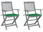 vidaXL Klappbare Gartenst&uuml;hle 2 Stk. mit Sitzkissen Massivholz Akazie