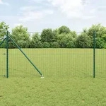 vidaXL Euro Zaun mit 13 Spitzenpfosten 1x25 m verzinkter Stahl gr&uuml;n