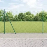 vidaXL Maschendrahtzaun mit 7 Flanschpfosten 1,6x10 m Verzinkter Stahl