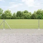 vidaXL Geschwei&szlig;ter Maschendrahtzaun mit 13 Flanschpfosten 0,5x50 m Verzinkter...