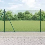 vidaXL Schwei&szlig;drahtzaun mit 13 Flanschpfosten Gr&uuml;n 1,4x50 m Stahl