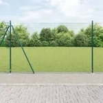 vidaXL Schwei&szlig;drahtzaun mit 7 Flanschpfosten Gr&uuml;n 1,4x10 m Stahl