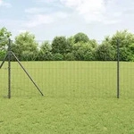 vidaXL Eurozaun mit 13 Pfosten 1x25 m verzinkter Stahl Grau