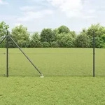 vidaXL Schweissdrahtzaun mit 7 Spike-Posts Grau 1,4x10 m