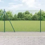 vidaXL Schwei&szlig;drahtzaun mit 13 Flanschpfosten Gr&uuml;n 1,6x25 m Stahl