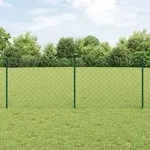 vidaXL Kettenzaun mit 10 U-Posts Gr&uuml;n 0.8x10 m Stahl