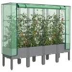 vidaXL Hochbeet mit Gew&auml;chshaus-Aufsatz Rattan-Optik 160x40x140 cm