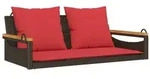 vidaXL H&auml;ngebank mit Kissen Braun 109x62x40 cm Poly Rattan