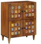vidaXL Sideboard mit Speicher Walnuss 60 x 33 x 75 cm Massivholz Mango