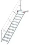 Euroline 511 Podesttreppe 45&deg; 800mm Stufenbreite 12 Stufen Alu gerieft